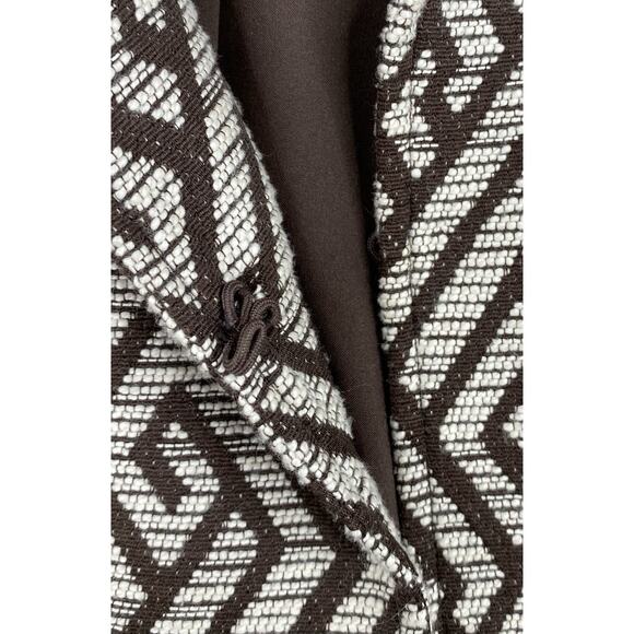 Chico's Jacket Sz 2 Womens L Brown Geometric Print Textured Lined Career Blazer - Picture 4 of 11